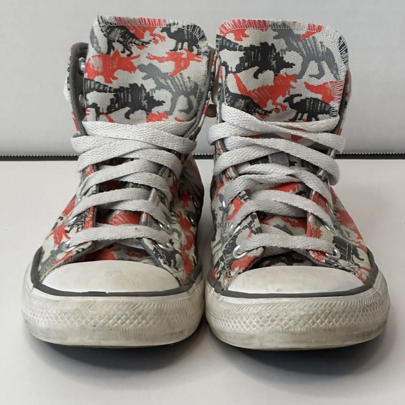 Converse All Star Chuck Taylor Dinosaurs Junior US SZ 2 Orange/Grey HighTop - Picture 12 of 13